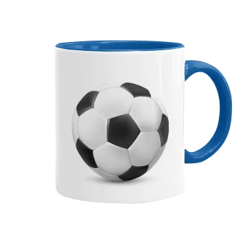 Soccer ball, Mug colored blue, ceramic, 330ml