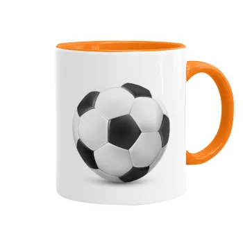 Μπάλα ποδοσφαίρου, Κούπα χρωματιστή πορτοκαλί, κεραμική, 330ml