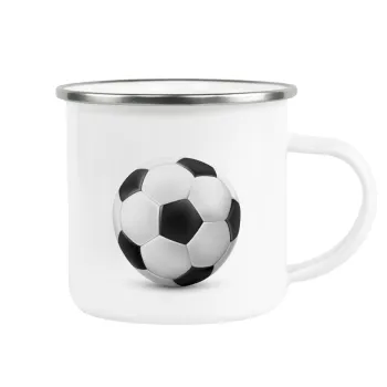 Soccer ball, Metallic enamel cup white 360ml