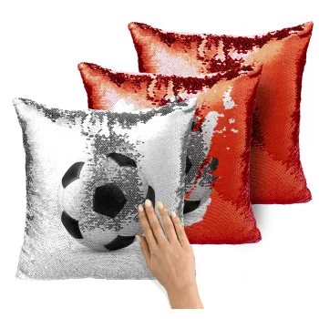 Soccer ball, Μαξιλάρι καναπέ Μαγικό Κόκκινο με πούλιες 40x40cm περιέχεται το γέμισμα