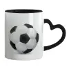 Mug heart black handle, ceramic, 330ml