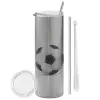Tumbler stainless steel Silver 600ml, with metal straw & cleaning brush