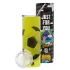 Neon Yellow Travel Tumbler, with metal straw (Stainless steel 304 Food grade, BPA free, 600ml)