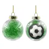 Transparent Christmas tree ball ornament with green filling 8cm