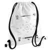 Camera viewfinder, Τσάντα πλάτης πουγκί GYMBAG λευκή, με τσέπη (40x48cm) & χονδρά κορδόνια
