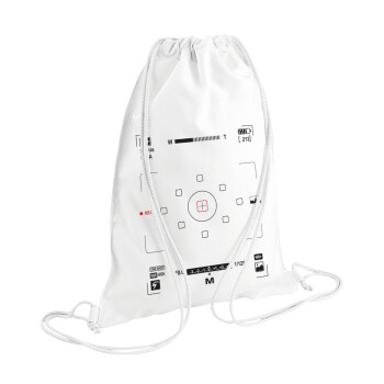 Camera viewfinder, Τσάντα πλάτης πουγκί GYMBAG λευκή (28x40cm)