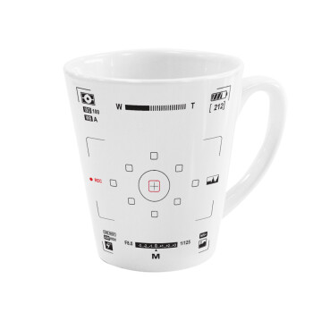Camera viewfinder, Κούπα κωνική Latte Λευκή, κεραμική, 300ml