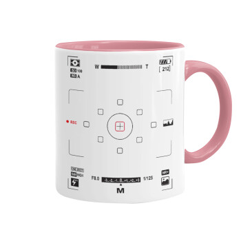 Camera viewfinder, Mug colored pink, ceramic, 330ml