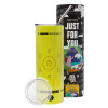 Neon Yellow Travel Tumbler, with metal straw (Stainless steel 304 Food grade, BPA free, 600ml)