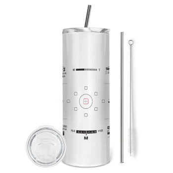 Camera viewfinder, Eco friendly stainless steel tumbler 600ml, with metal straw & cleaning brush