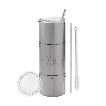 Camera viewfinder, Eco friendly stainless steel Silver tumbler 600ml, with metal straw & cleaning brush