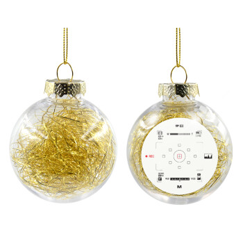 Camera viewfinder, Χριστουγεννιάτικη μπάλα δένδρου διάφανη με χρυσό γέμισμα 8cm
