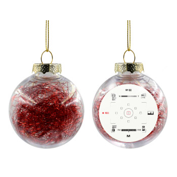 Camera viewfinder, Χριστουγεννιάτικη μπάλα δένδρου διάφανη με κόκκινο γέμισμα 8cm