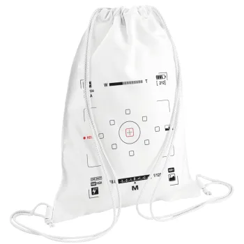 Camera viewfinder, Τσάντα πλάτης πουγκί GYMBAG λευκή (28x40cm)