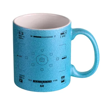 Camera viewfinder, Κούπα Σιέλ Glitter που γυαλίζει, κεραμική, 330ml