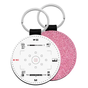 Camera viewfinder, Μπρελόκ Δερματίνη, στρογγυλό ΡΟΖ (5cm)