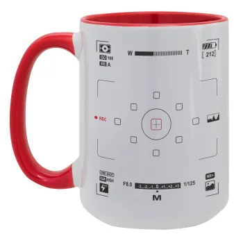 Camera viewfinder, Κούπα Mega 15oz, κεραμική Κόκκινη, 450ml