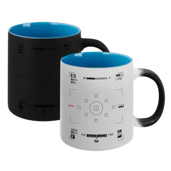 Camera viewfinder, Κούπα Μαγική εσωτερικό μπλε, κεραμική 330ml που αλλάζει χρώμα με το ζεστό ρόφημα