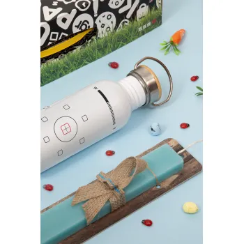 Camera viewfinder, Πασχαλινή Λαμπάδα με παγούρι μεταλλικό (620ml, stainless steel) & κερί αρωματικό πλακέ (30cm) (ΤΙΡΚΟΥΑΖ)