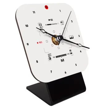 Camera viewfinder, Quartz Wooden table clock with hands (10cm)