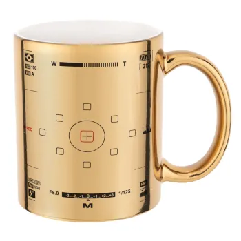 Camera viewfinder, Κούπα κεραμική, χρυσή καθρέπτης, 330ml