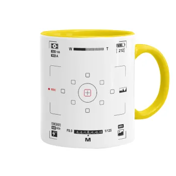 Camera viewfinder, Mug colored yellow, ceramic, 330ml