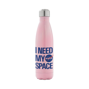 I need my space, Metal mug thermos Pink Iridiscent (Stainless steel), double wall, 500ml