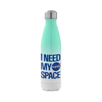 I need my space, Metal mug thermos Green/White (Stainless steel), double wall, 500ml