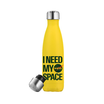 I need my space, Yellow Stainless Steel Metallic Thermos, double-walled, 500ml