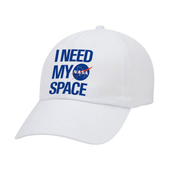 I need my space, Καπέλο Baseball Λευκό (5-φύλλο, unisex)