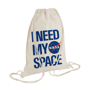 I need my space, Backpack bag GYMBAG natural (28x40cm)