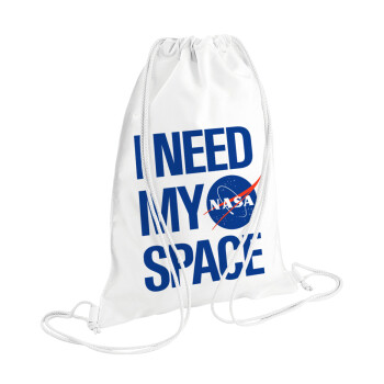 I need my space, Τσάντα πλάτης πουγκί GYMBAG λευκή (28x40cm)