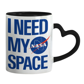 I need my space, Mug heart black handle, ceramic, 330ml