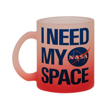 I need my space, Κούπα γυάλινη δίχρωμη με βάση το κόκκινο ματ, 330ml