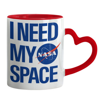 I need my space, Mug heart red handle, ceramic, 330ml