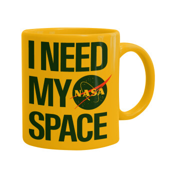 I need my space, Ceramic coffee mug yellow, 330ml (1pcs)