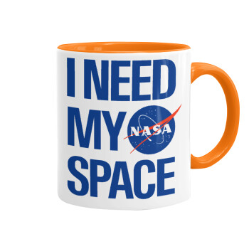 I need my space, Mug colored orange, ceramic, 330ml