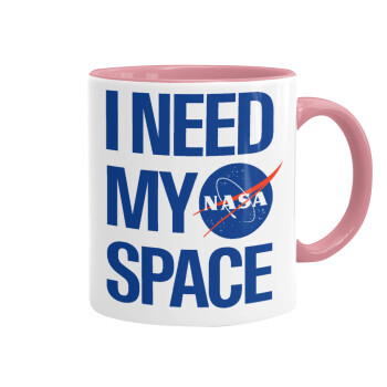 I need my space, Mug colored pink, ceramic, 330ml