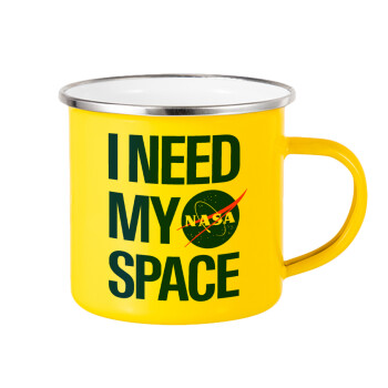 I need my space, Κούπα Μεταλλική εμαγιέ Κίτρινη 360ml