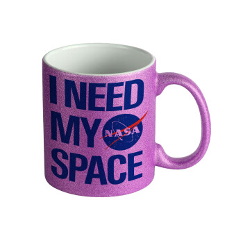 I need my space, Κούπα Μωβ Glitter που γυαλίζει, κεραμική, 330ml