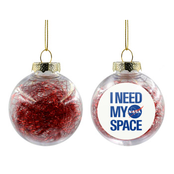 I need my space, Χριστουγεννιάτικη μπάλα δένδρου διάφανη με κόκκινο γέμισμα 8cm