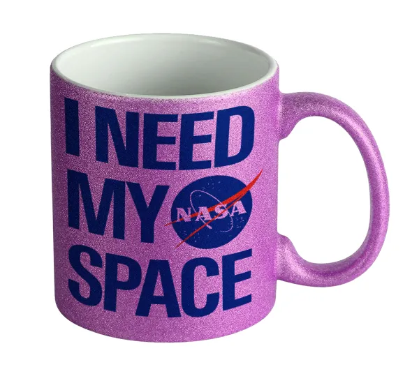 I need my space — Κούπα Μωβ Glitter που γυαλίζει, κεραμική, 330ml