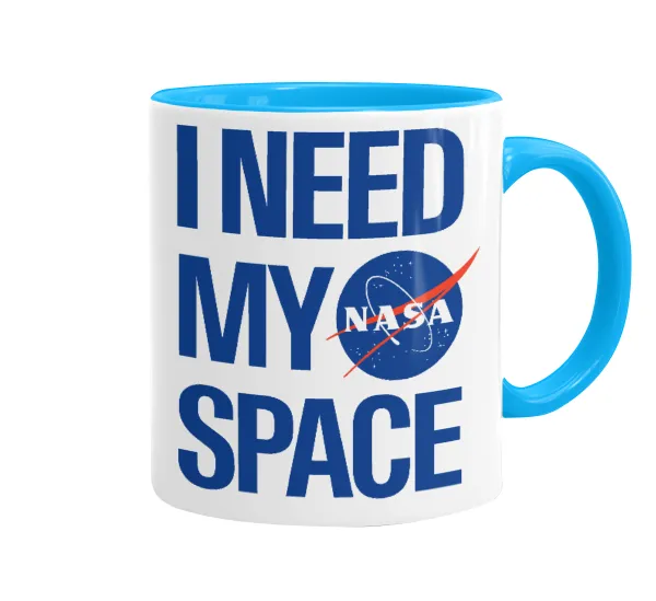 I need my space — Κούπα χρωματιστή γαλάζια, κεραμική, 330ml