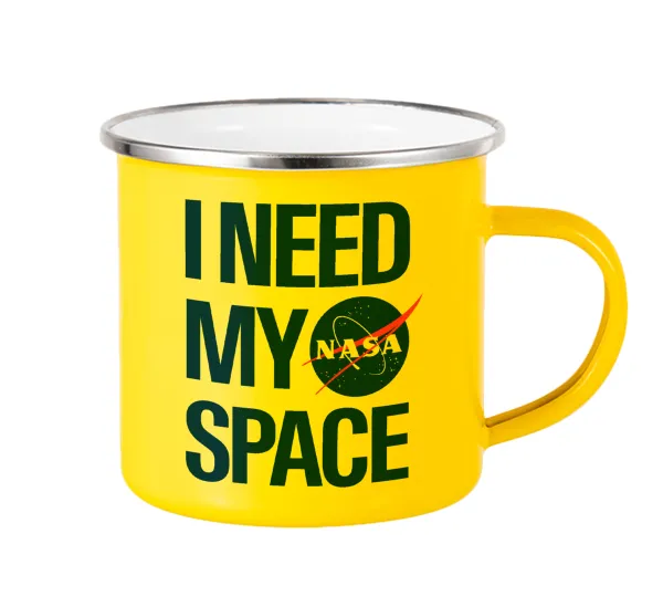 I need my space — Yellow Enamel Metallic Cup 360ml