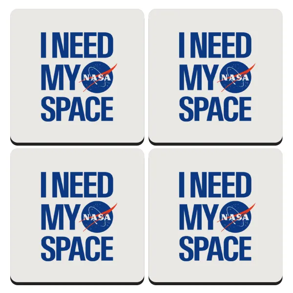 I need my space — Set of 4 square wooden coasters (9cm)