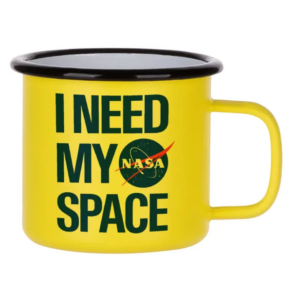 I need my space — Κούπα Μεταλλική εμαγιέ ΜΑΤ Κίτρινη 360ml
