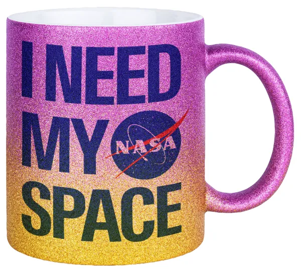 I need my space — Κούπα Χρυσή/Ροζ Glitter, κεραμική, 330ml