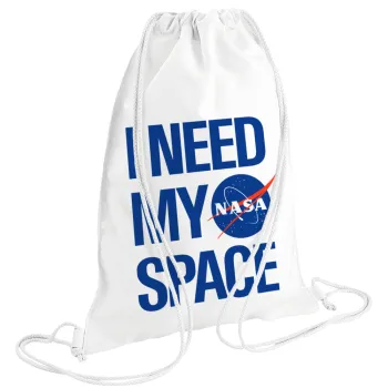 I need my space, Τσάντα πλάτης πουγκί GYMBAG λευκή (28x40cm)