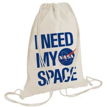 I need my space, Backpack bag GYMBAG natural (28x40cm)