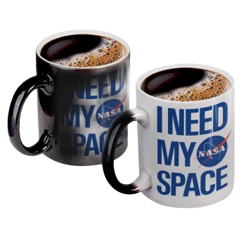 I need my space, Color changing magic Mug, ceramic, 330ml when adding hot liquid inside, the black colour desappears (1 pcs)